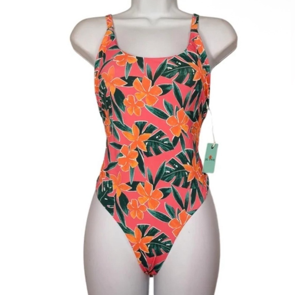 Marine Layer Floral One Piece Swimsuit M Pink Green NWT Women Beach